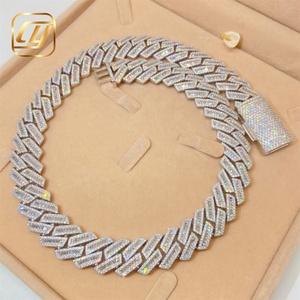 Cadena de eslabones cubanos Miami de 18 mm, joyería hip hop, plata de ley 925, diamantes de moissanita VVS, cadena cubana con incrustaciones de diamantes, collar Buss Down - Product Image 4