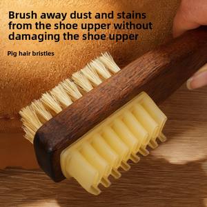 Brosse à chaussures Maximilian double face en bois pour daim et cuir <span class=keywords><strong>nubuck</strong></span>, pour le nettoyage des taches, usage domestique - Product Image 2