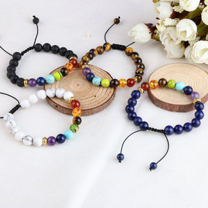 <span class=keywords><strong>Bracelet</strong></span> de yoga en pierre naturelle ajustable en œil de <span class=keywords><strong>tigre</strong></span> de lave, agate, lapis-lazuli, cordon perlé tressé, <span class=keywords><strong>7</strong></span> <span class=keywords><strong>chakras</strong></span> - Product Image 6