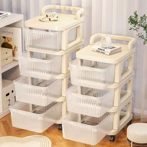 透明な単色プラスチック製5段引き出し式小型カート収納キャビネット、スナックやベビー用品用ホイール付き できない 取り付け - Product Image 2