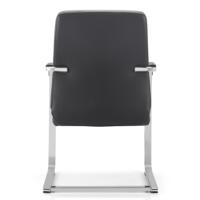 Chaises de conférence modernes en cuir véritable noir en gros avec base chromée pour salles de réunion