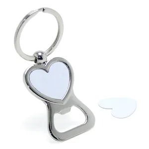Wedding Party Gift DIY Blank Key Ring Beer Bottle Opener Photo Heart Keychain Picture Keyring Metal Sublimation Key Chain Holder