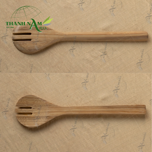 Cuchara y Tenedor Ranurados de Bambú Hechos a Mano, de Alta Calidad, Personalizados, Ecológicos, Duraderos, Estilo Clásico, Artículos de Cocina para Regalos - Product Image 1