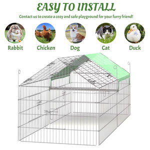 Grand Enclos Extérieur Pliable en Métal pour Volailles, Lapins, Chats, Chiens – Parc de Jeu et Poulailler avec Housse Anti-UV - Product Image 2