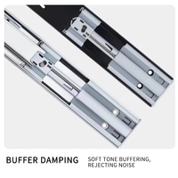 Glissières de tiroir de meuble modernes à extension complète de 45 mm, à trois sections, avec amortisseurs hydrauliques silencieux à double ressort pour cuisine et chambre