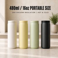 Gourde isotherme portable en acier inoxydable de 480 ml avec couvercle coulissant à verrouillage de sécurité anti-ouverture accidentelle