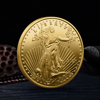 Pièce de monnaie commémorative 3D double face Liberté et Aigle, pièce de défi en métal sur le thème américain, commandes en gros personnalisées