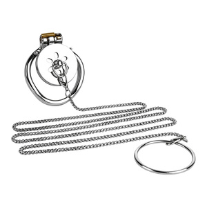 Chaîne de laisse sexy en acier inoxydable FRRK, corde détachable pour cage de chasteté plate Sissy, contrôle de la chasteté masculine, jouets sexuels pour joueurs avancés - Product Image 1