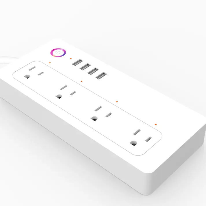 Kontrol Suara Smart Plug Us Standar Wifi Soket Putih Papan Ekstensi Pintar Strip Daya Kerja dengan Alexa
