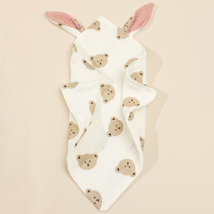 Couette couverture nouveau-né coton mousseline dormir apaisant serviette enfants mode lapin oreille <span class=keywords><strong>sucette</strong></span> apaiser Double côtés bave bavoirs - Product Image 3