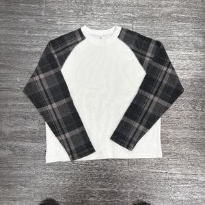 Magliette Termiche Personalizzate 100% Cotone di Alta Qualità con Maniche Lunghe Raglan, Design a Quadri, <span class=keywords><strong>Top</strong></span> <span class=keywords><strong>Crop</strong></span> in Maglia Waffle per Uomo - Product Image 3