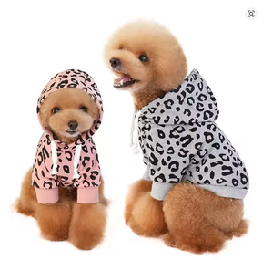 レオパード柄ドッグフーディー-ペットシャツ、フレンチブルドッグプードル服、小型犬・中型犬用軽量ペット用暖かいセーター - Product Image 1