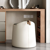 Coiffeuse Moderne de Chambre à Coucher avec Miroir en Bois et Chaise, Ensemble de Maquillage avec 6 Tiroirs