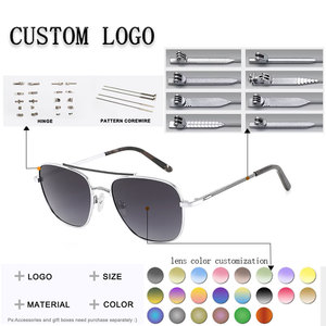 Custom Logo <b>Pilot</b> Sunglasses Full Rim Rectangle Metal Frame UV400 Protection Unisex Outdoor Use - Product Image 1