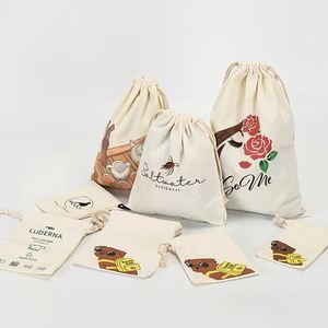 Sacs cadeaux en tissu biologique réutilisables avec cordon de serrage en lin et coton, logo personnalisé Ulikeke, pas cher - Product Image 2