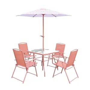 Luxe Tuin Koffie Terras Meubels 4 Camping Klapstoel Stuk Opvouwbare Eettafel Set