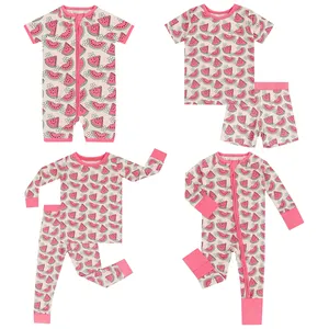 Rarewe vente chaude vêtements de nuit pour enfants printemps automne chaud maison vêtements ensemble dessin animé impression enfants bambou pyjamas