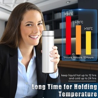 Botol air Stainless Steel LED 500ml, botol air Stainless Steel Vacuum terisolasi cerdas, dinding ganda, cerdas, dengan tampilan suhu Digital