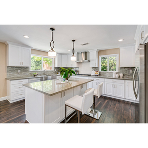 ตู้ครัวไม้เนื้อแข็งสีขาวเฟอร์นิเจอร์ห้องครัวทันสมัย - Product Image 4