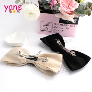 אופנה חדשה 17.5 ס "מ יפן סגנון קוריאני קטעי שיער שחור קשת קריסטל גודל גדול שיער סיכות מתכת סאטן חומר - Product Image 4