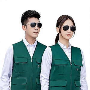 Vêtement de travail, gilet à col en V multi-poches avec fermeture éclair, vêtements de photographie, gilet de bénévole, logo personnalisé, gilet en <span class=keywords><strong>toile</strong></span> 100% coton - Product Image 3