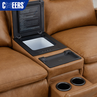 MANWAH CHEERS Set Kursi Santai Kulit Brazil Mewah 3+2+1 Sofa Elektrik Modern Set Furnitur Ruang Tamu
