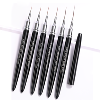 Ensemble de 5 stylos à ongles ultra-fins à long manche pour nail art, avec outils de traçage, de coloration florale et de dessin de motifs