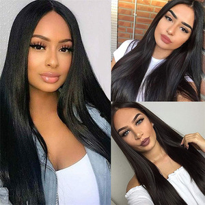 Hot Sale European Women Middle Part <b>Black</b> Long Straight <b>Wig</b>, High Temperature Fiber Full <b>Wig</b> Factory Wholesale - Product Image 4
