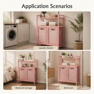 Cesto Portabiancheria Cedar Space con Scomparti, 2 Sacchi Rimovibili per la Separazione della Biancheria e Ripiano Superiore per Camera da Letto - Product Image 2