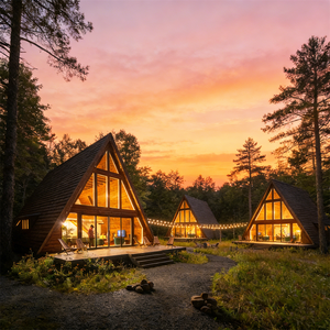 Maison triangulaire à ossature préfabriquée pour maison de vacances ou location <span class=keywords><strong>Airbnb</strong></span>, solutions pour projets - Product Image 1