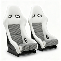 Siège baquet de course LK Custom blanc pied-de-poule, dossier fixe, performance, universel pour simulateur VR et voiture