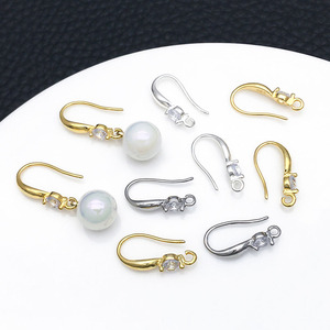 Ganchos para pendientes con circonita cúbica, tamaño 10x25,5mm, 65 unidades, para accesorios de joyería DIY, chapados en plata y oro - Product Image 2