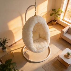 Fauteuil suspendu contemporain d'intérieur et d'extérieur avec support, balançoire en rotin <span class=keywords><strong>pour</strong></span> le salon - Product Image 6