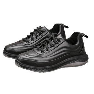 Men's Genuine Leather <b>Round</b> Toe Platform Sneakers Lace-up Rubber Outsole <b>Cushioned</b> Spring Casual Shoes Big Size - Product Image 5