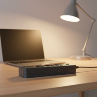 Stopkontak Ekstensi USB 3 Jalur dengan 4 Port USB-A dan 1 Port Tipe-C 230V Standar Rusia Eropa Bahan ABS