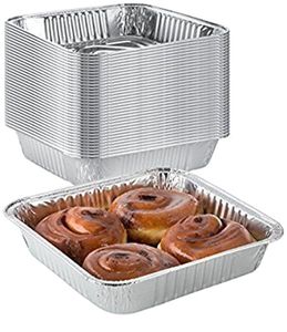 RE3G Pequeño contenedor de papel de aluminio plateado desechable Placa de aluminio Envasado de alimentos Contenedores de papel de aluminio con tapa - Product Image 2