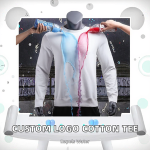 Custom Logo Printed Unisex <b>T</b>-<b>Shirts</b> 100% Cotton Solid <b>White</b> Casual <b>Long</b> <b>Sleeve</b> Regular Fit 180g Water-repellent <b>T</b>-<b>Shirt</b> - Product Image 2