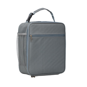 Bolsa de almuerzo aislada y portátil de color gris oscuro con bolsillo de malla para el trabajo y uso al aire libre - Product Image 1
