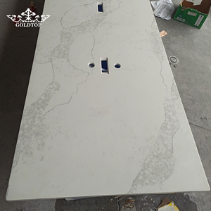 Goldtop Stone <b>White</b> Basecolor Polished Finish 5046 Calacatta Nuvo Quartz Countertops for Luxury Apartment Hotel Project - Product Image 4