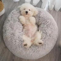 Coussin Doux et Apaisant pour Animaux de Compagnie Rose Luxe en Forme de Donut Rond en Peluche Durable pour Chambre Chiot Grand Chien Chat Fabricant Vente en Gros
