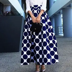 2021 Wholesale Women Girls New Style Retro Dot Printing A-line Skirt Spring Autumn Women Elastic Waist Ankle Length Skirt Dress