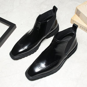 Botas de cuero genuino de alta calidad para hombre, con cordones, punta redonda, suela de goma antideslizante, desodorantes, estilo retro británico. - Product Image 6