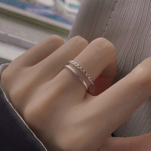 Double Layer <b>Plain</b> Band <b>Ring</b> For Women Geometric Design <b>Silver</b> Color Gift Jewelry - Product Image 3