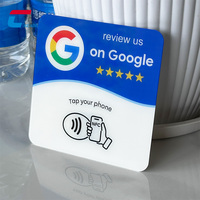 Plaque acrylique NFC programmable pour avis Google, 1 mm, étanche, carte Ntag213 avec adhésif pour le marketing des entreprises
