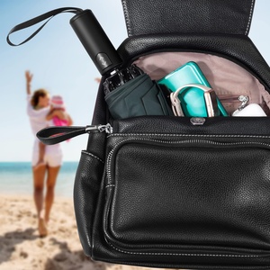 Customized Modern 3 Fold Metal <b>Frame</b> <b>Plastic</b> Handle 8 Ribs Sun Umbrella Double Layer Air Vent Design 21 Inch Fully Umbrella - Product Image 6