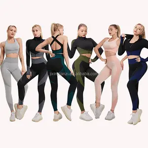 Plus Size RTS Schnelle Lieferung Frauen 3-teilige Yoga-Sets Trainings anzug Fitness-Yoga-Set mit Jacken Benutzer definiertes Logo Fitness-Fitness-Sets