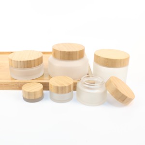 Vendita calda vasetto di crema per il viso smerigliato trasparente 5ml15ml 30ml 50ml 100ml coperchio di bambù contenitori di vetro bambù imballaggio cosmetico BJ10C - Product Image 6