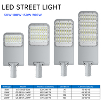 Lampu Jalan Luar Ruangan Berkualitas Tinggi Tahan Air IP66 100w 150w 200w Kontrol Cerdas Zigbee/LoRa/PLC Lampu Jalan LED