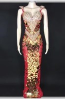 Robe miroir argentée réfléchissante à col en V sans manches, costume de concert, tenue de performance de salle de bal, ensembles de robes de danse pour femmes
