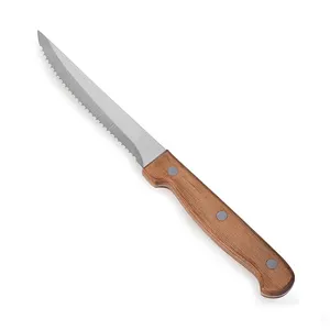 Качественные ножи для мяса с резиновой деревянной ручкой, ножи из нержавеющей стали для стейка, нож с деревянной ручкой